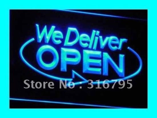 OPEN We Deliver Services Cafe shop 3D LED Neon Sign Light Bar Pub Club Display
