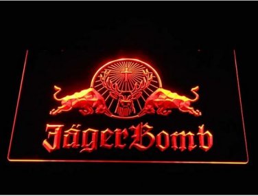 30x20 cm Horizontal Jagermeister Jager Bomb Bull Wine RED LED Neon Sign