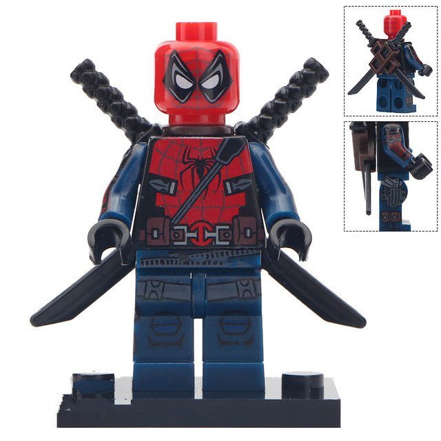 Mix Deadpool X Spiderman Super Hero Lego Minifigure Toy