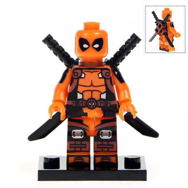 Orange Deadpool Super Hero Lego Minifigure Toy
