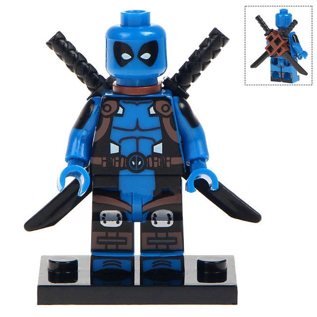 Blue Deadpool Super Hero Lego Minifigure Toy