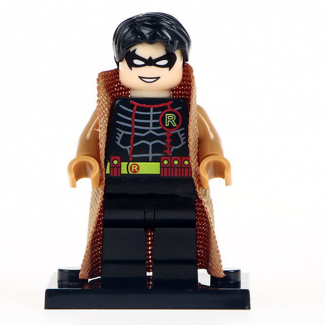 Robin Black Costume Super Hero Batman Lego Minifigure Toy