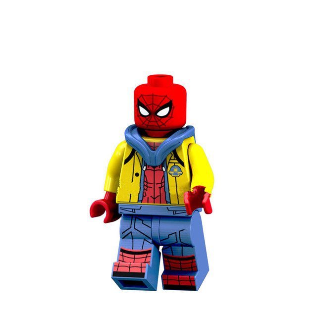 Spiderman With Yellow Jacket Lego Minifigure Toy