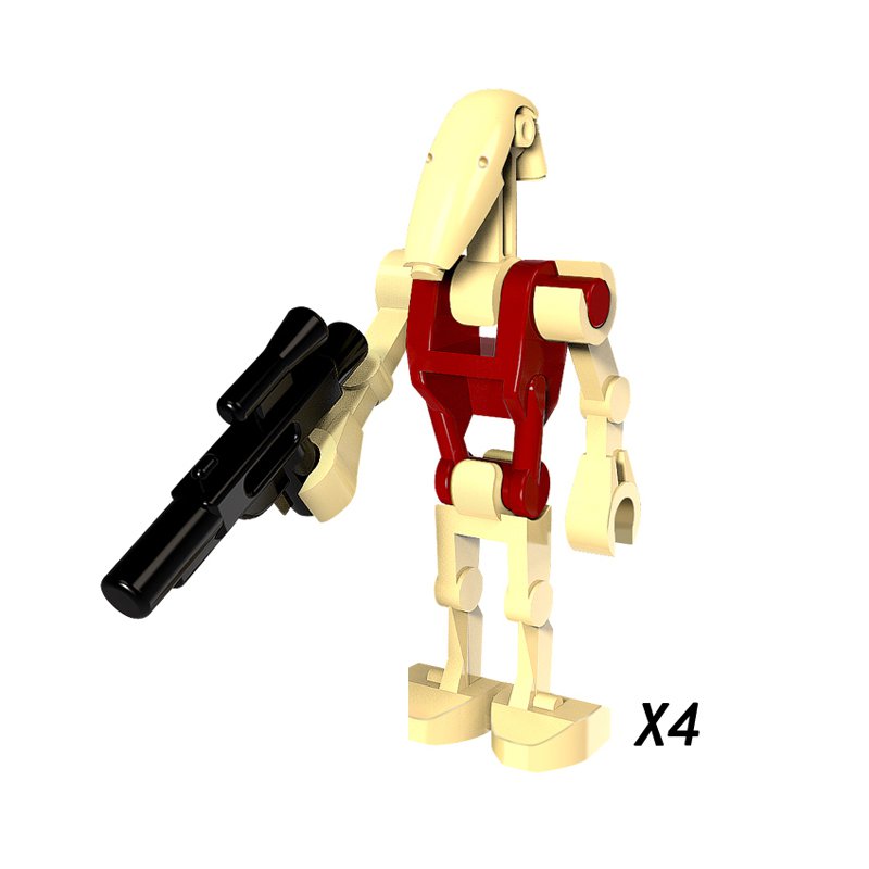 4pcs Red Rogue One Combat Robot Star Wars Super Hero Lego Minifigure Toy