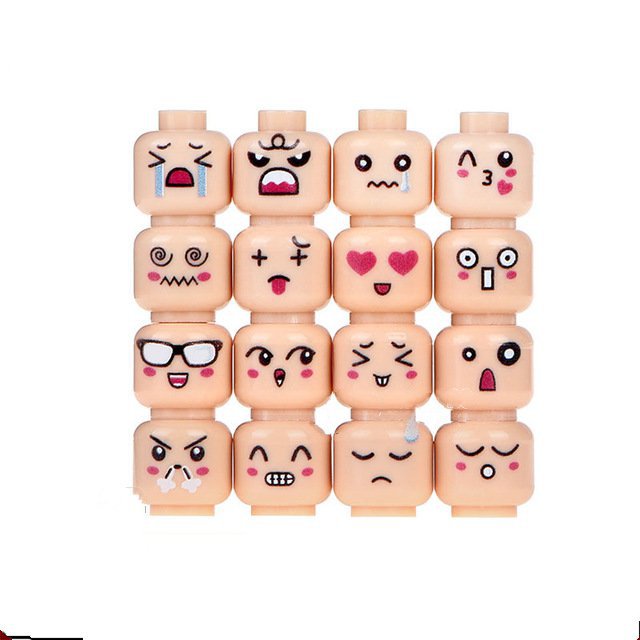 16pcs Lovely Expression Face Custom Funny Lego Minifigure Toy