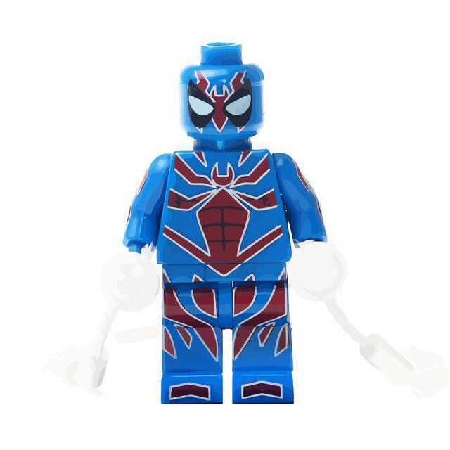 Mix Deadpool X Blue Spiderman Super Hero Lego Minifigure Toy