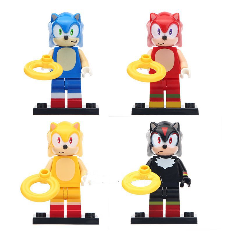 4pcs Shadow Knuckles Sonic The Hedgehog Lego Minifigure Toy