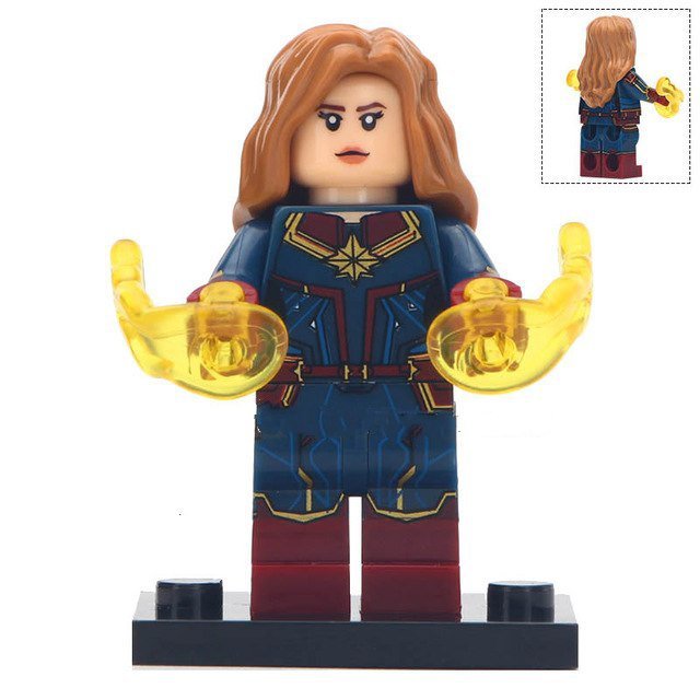 Captain Marvel Dark Blue Costume Super Hero Lego Minifigure Toy
