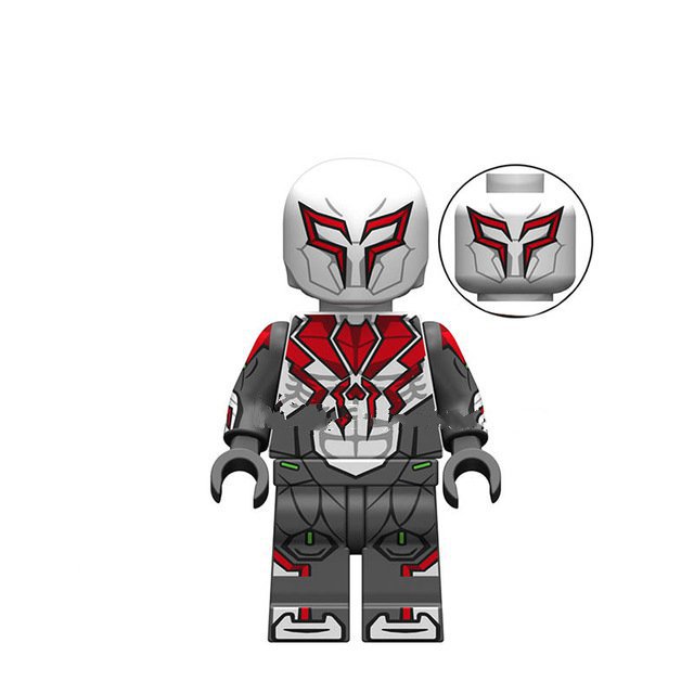 White Grey Spiderman Super Hero Lego Minifigure Toy