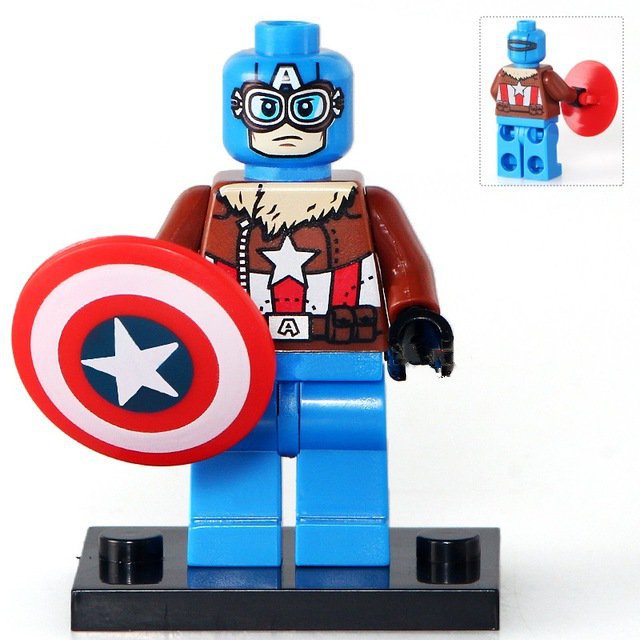 Pilot Captain America Custom Super Hero Lego Minifigure Toy