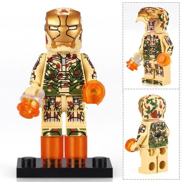 Army Version Iron Man Super Hero Lego Minifigure Toy