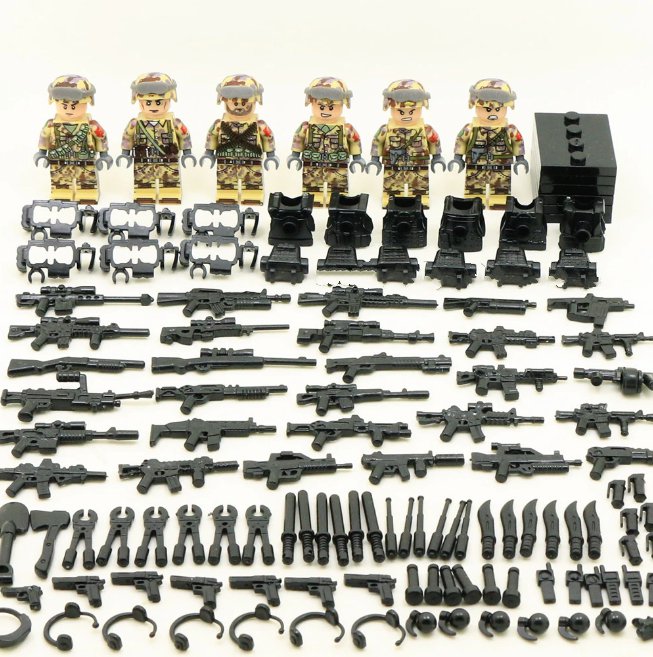 6pcs Swat Team Weapon Gun Ww2 War Army Lego Minifigure Toys