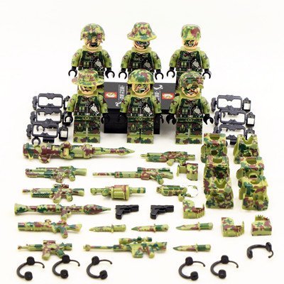 6pcs Green Soldiers War Swat ww2 Army Military Lego Minifigure Toys