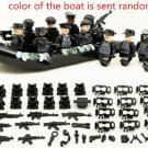 12pcs Black Soldiers Rubber Dinghy With Boat ww2 Army Military Lego Minifigure Toys