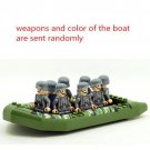 8pcs Grey Soldiers Rubber Dinghy With Boat ww2 Army Military Lego Minifigure Toys