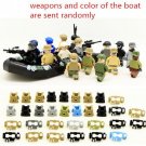 16pcs Soldiers Rubber Dinghy With Boat ww2 Army Military Lego Minifigure Toys