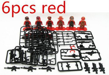 6pcs Red Camouflage Coat Battle Army WW2 Lego Minifigure Toys