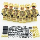 6pcs Brown Beige Soldiers Special Forces Weapons WW2 Army Military Lego Minifigure Toys