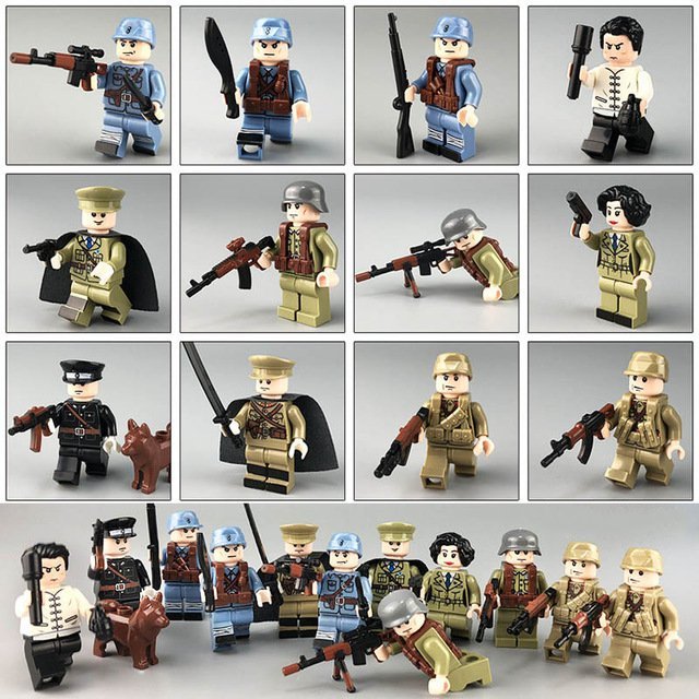 12pcs Armed Troop CF WW2 Military Army Lego Minifigure Toys