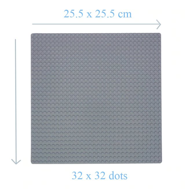 32*32 Dot Grey Large Size Big Baseplate Bottom Board Base Plate 25.5x25.5cm Lego Minifigure Toy