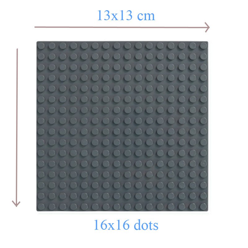 16*16 Dot Deep Grey Bottom Board Base Plate 13x13cm Lego Minifigure Toy