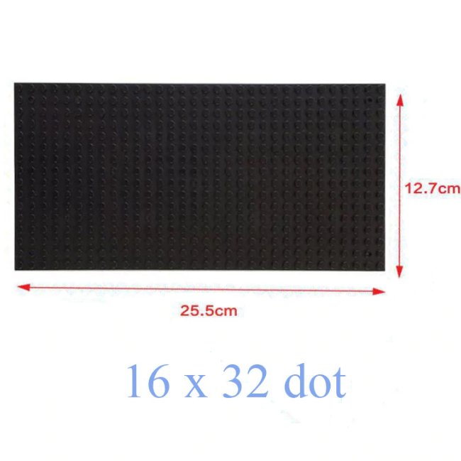 16*32 Dot Black Bottom Board Base Plate 25.5x12.7cm Lego Minifigure Toy