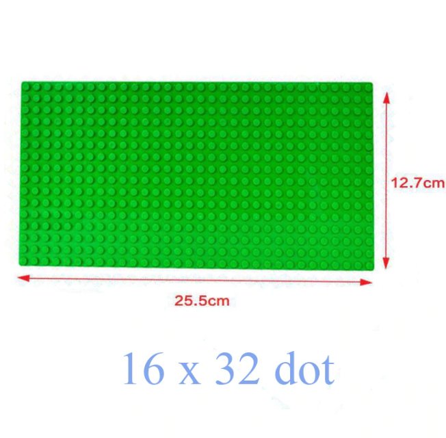 16*32 Dot Green Bottom Board Base Plate 25.5x12.7cm Lego Minifigure Toy