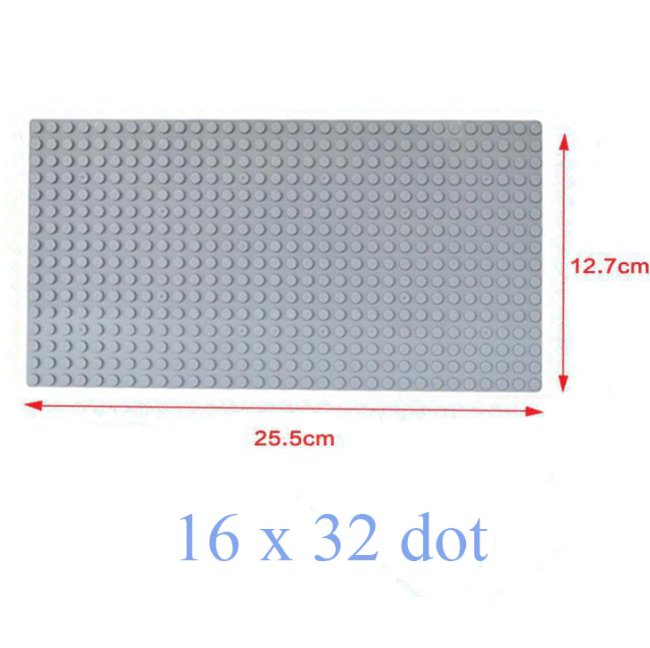16*32 Dot Grey Bottom Board Base Plate 25.5x12.7cm Lego Minifigure Toy