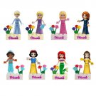 8pcs Snow White Ariel Aurora Disney Princess Lego Minifigure Toy