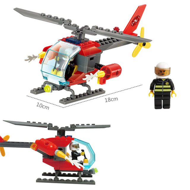 Fire Engine Helicopter City Fire Station Lego Minifigure Toys