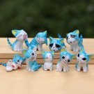 9pcs Blue Cute Cats Animal Funny Lego Minifigure Toy