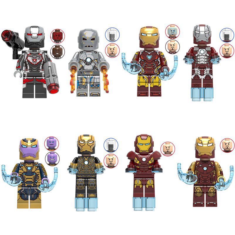 8pcs Tony Stark Scuba Iron Man War Machine Marvel Super Hero Lego ...