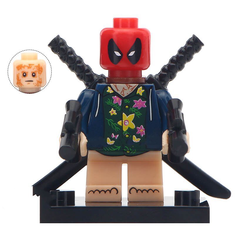 Deadpool With Flower Clothes Custom Super Hero Lego Minifigure Toy