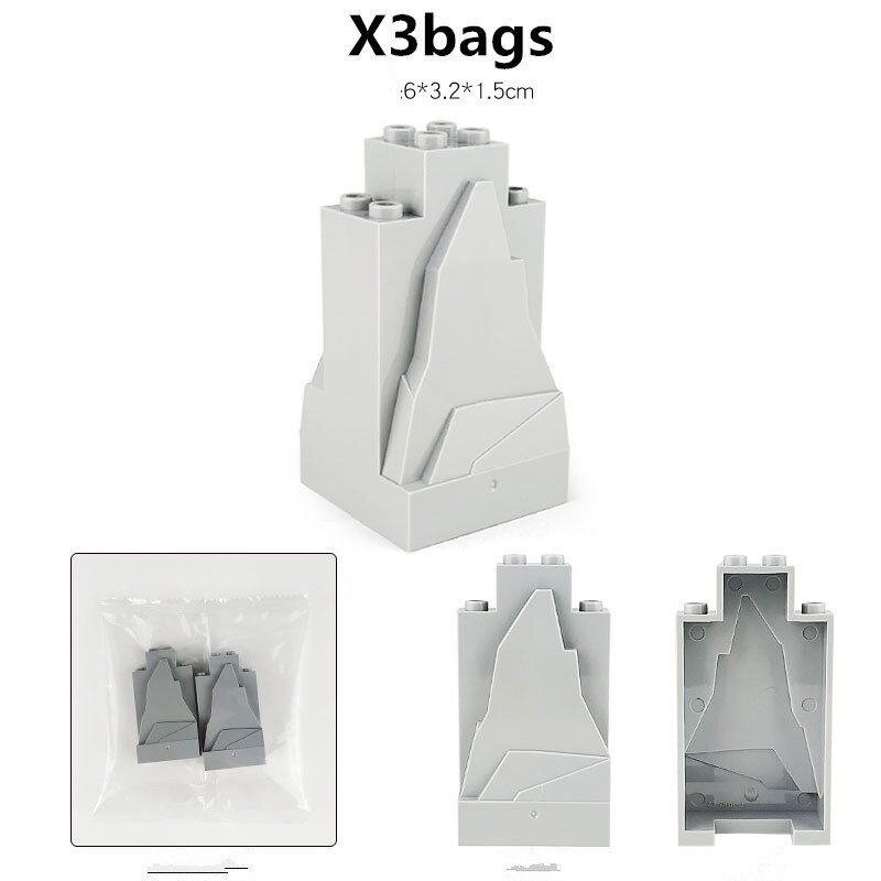 3pcs Grey Rock Mountain Lego Minifigure Toys