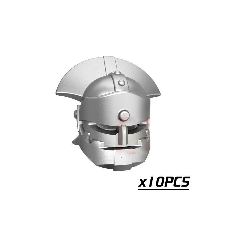 10pcs Helmet-006 Medieval Weapon Rome Warriors Helmet Sword Military Swat Police Lego Minifigure Toy