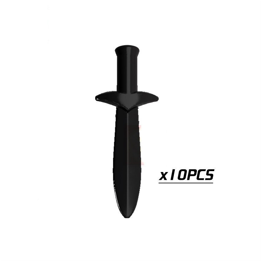 10pcs Sword-003 Medieval Weapon Rome Warriors Helmet Sword Military Swat Police Lego Minifigure Toy