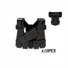 10pcs Black-009 Gunner Vest Soldier Military Swat UK USA German Army Lego Minifigure Toy