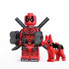 Red Deadpool With Dog Marvel Super Hero Lego Minifigure Toy