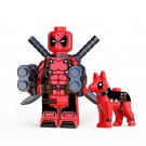 Red Deadpool With Dog Super Hero Lego Minifigure Toy
