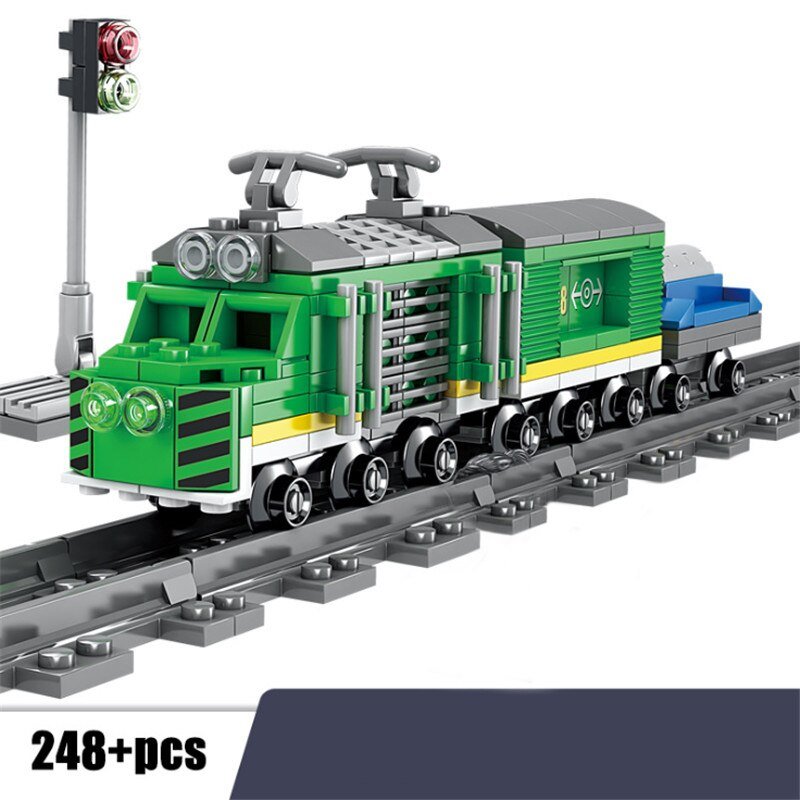 Green Train Steam Freight Train Highspeed Rail Lego Minifigure Toys