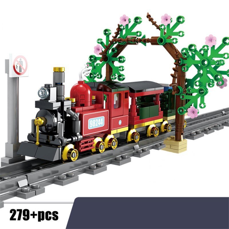 Red Train Steam Freight Train Highspeed Rail Lego Minifigure Toys