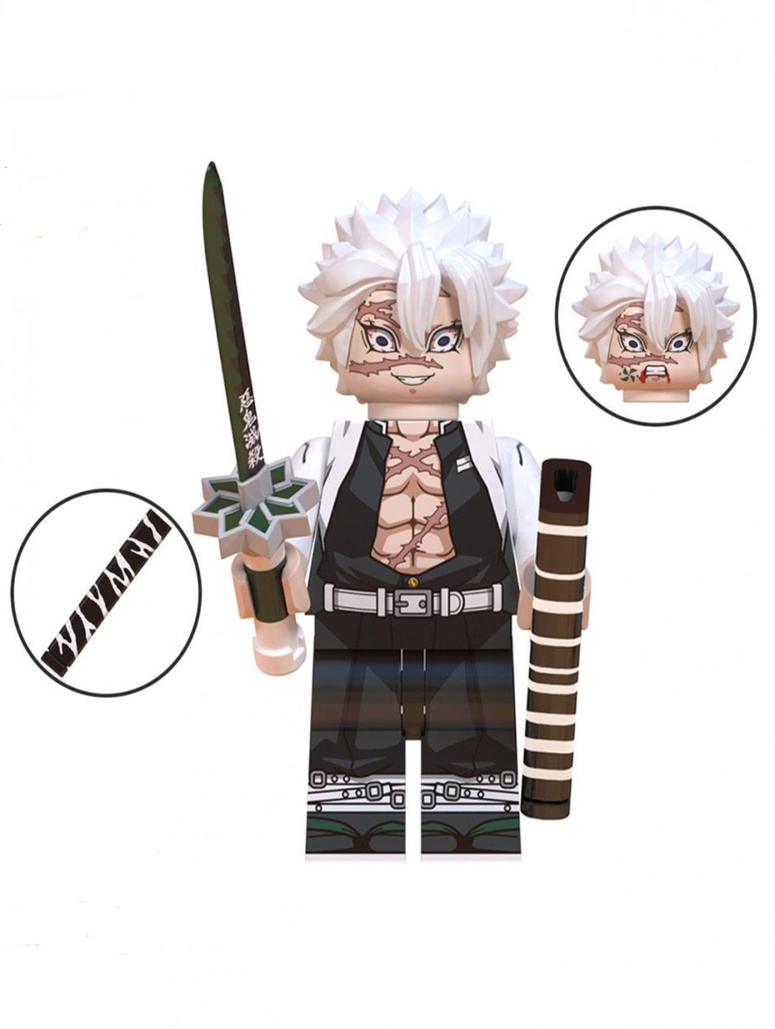 Sanemi Shinazugawa Lego Minifigure Toy in Demon Slayer Kimetsu no Yaiba