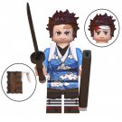 Blue Tanjiro Kamado and wood box Lego Minifigure Toy in Demon Slayer Kimetsu no Yaiba