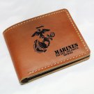 Laser Engraved Leather Wallet gift for him USMC marines the few the proud