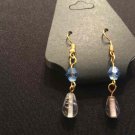 Clear and blue glass bead earrings