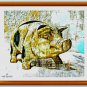 Piggy art draw/painting set super cute, downloadable print set of 4