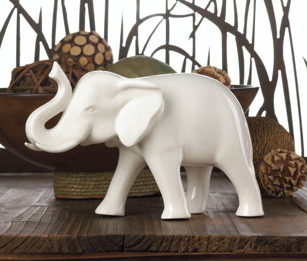 Accent Plus - Small White Ceramic Elephant