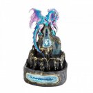 Ice Age Blue & Purple Dragon Tabletop Water Fountain w/ Light up LED Glass Orb