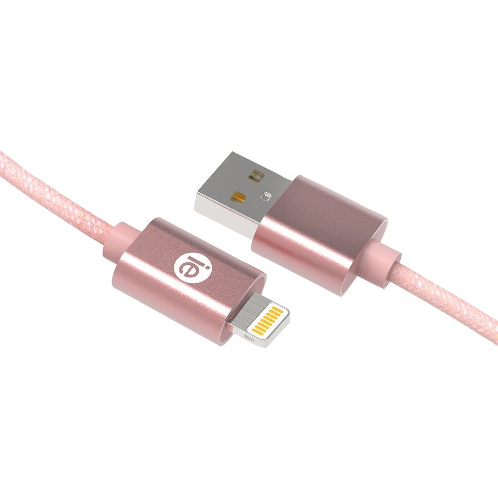 Iessentials Charge & Sync Braided Lightning To Usb Cable, 6ft (rose Gold)