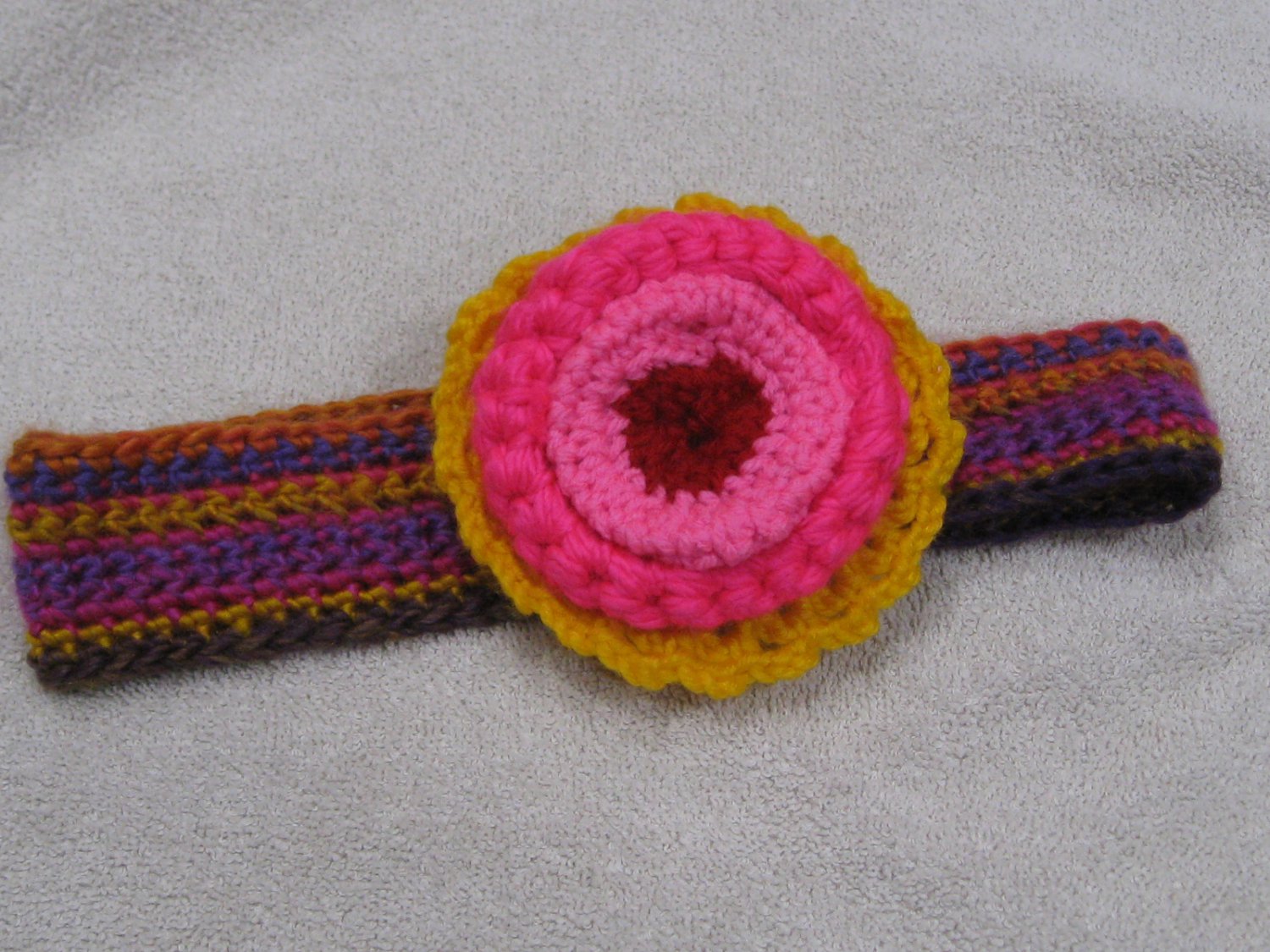 Stretchy RAINBOW flower CROCHET HAIRBAND headband Turkish cotton very lightweight